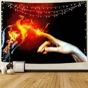 Flame Tapestry Light Bulb Wall Tapestry Hand Tenture Mandala Couple Rug Wall