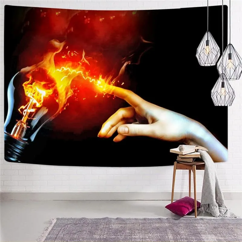 Flame Tapestry Light Bulb Wall Tapestry Hand Tenture Mandala Couple Rug Wall