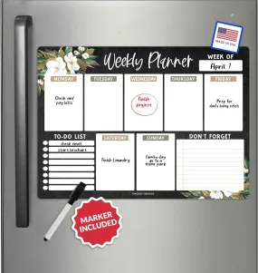 Floral Fridge Weekly Calendar | Magnetic & Dry Erase | Calendars & Planners