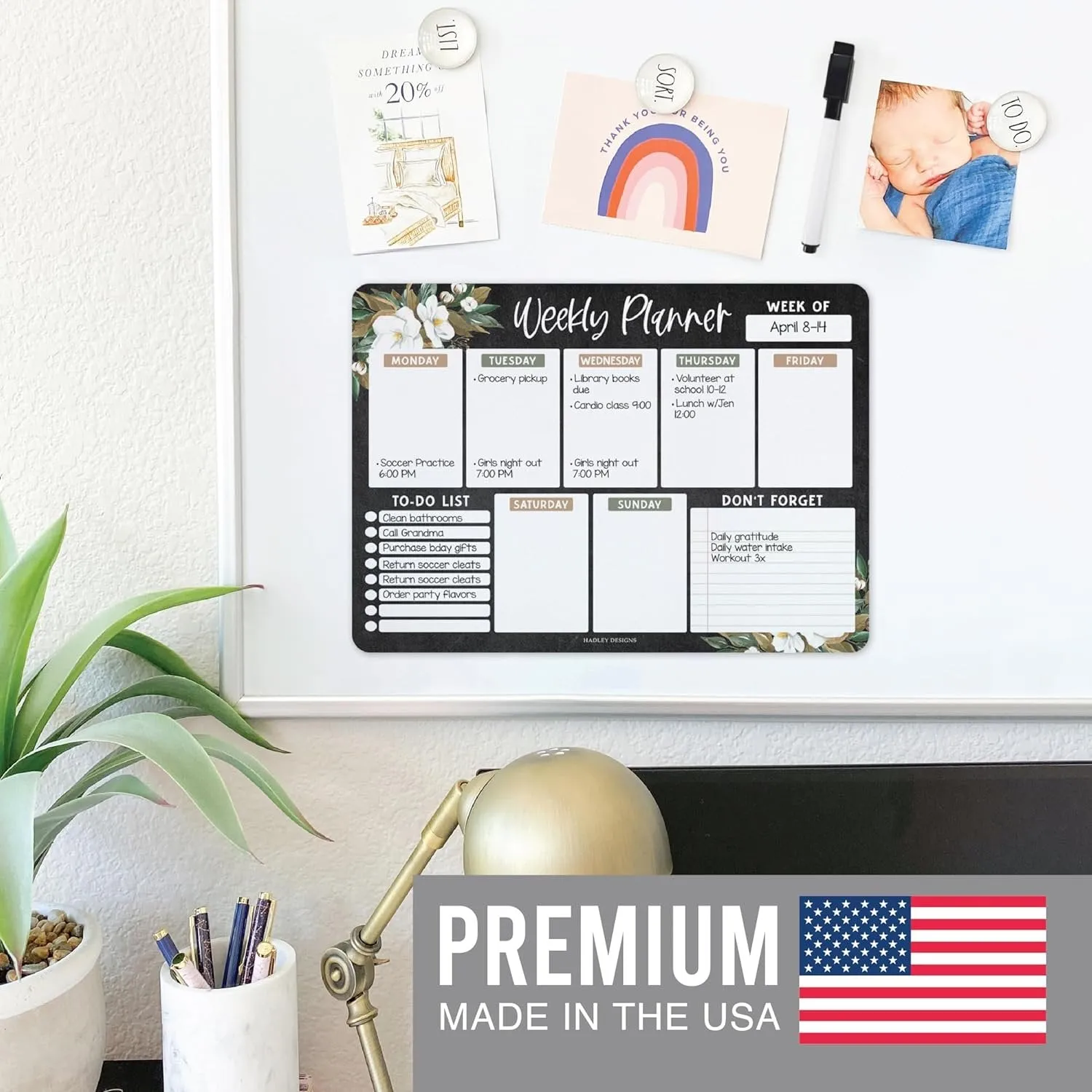 Floral Fridge Weekly Calendar | Magnetic & Dry Erase | Calendars & Planners