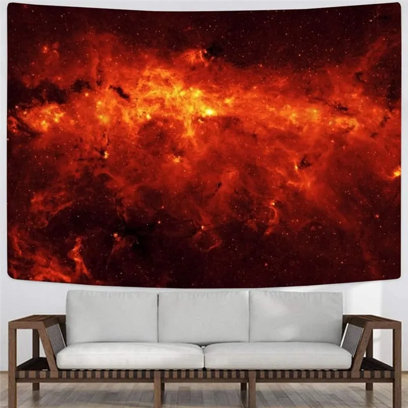 Galaxy Tapestry Space Home Tapestrys Universe Tapestries Flame Wall Tapestry Red Tenture Mandala