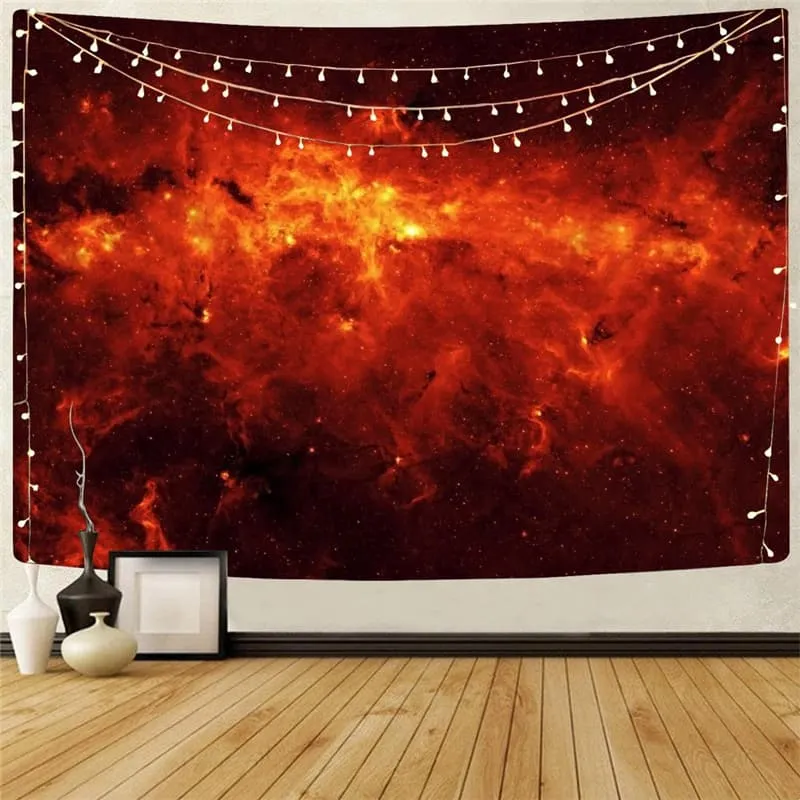 Galaxy Tapestry Space Home Tapestrys Universe Tapestries Flame Wall Tapestry Red Tenture Mandala