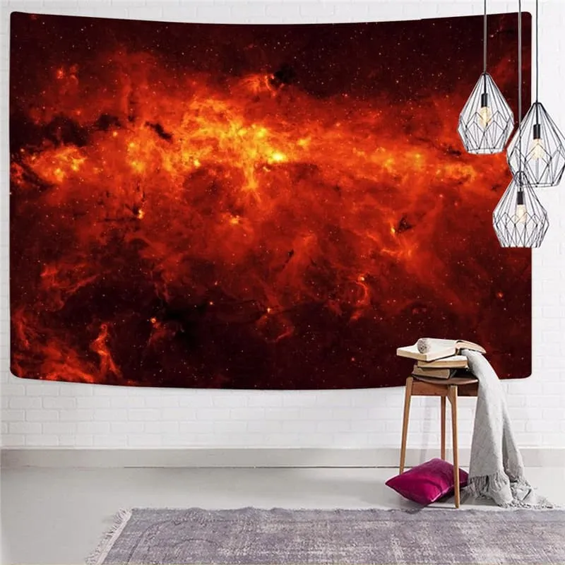 Galaxy Tapestry Space Home Tapestrys Universe Tapestries Flame Wall Tapestry Red Tenture Mandala