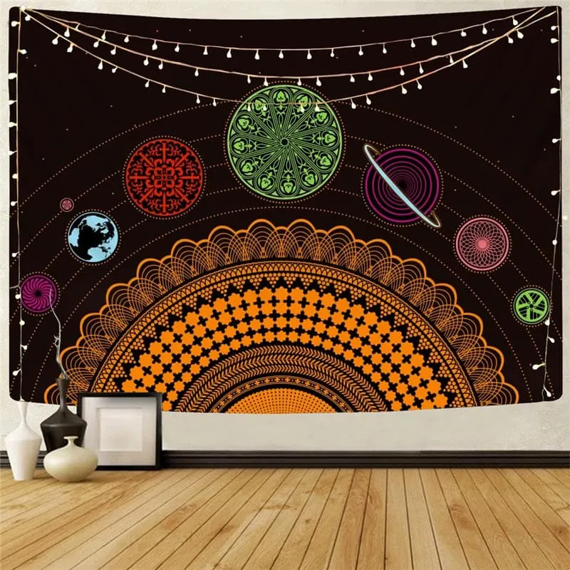 Galaxy Tapiz Space Wall Tapestry Universe Tapestries Colorful Tenture Mandala Art Rug Wall