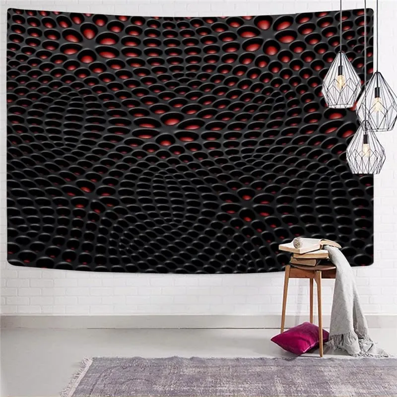 Geometric Tapiz Psychedelic Tapestries Vortex Tenture Mandala Honeycomb Home Tapestrys Black Wall Tapestry