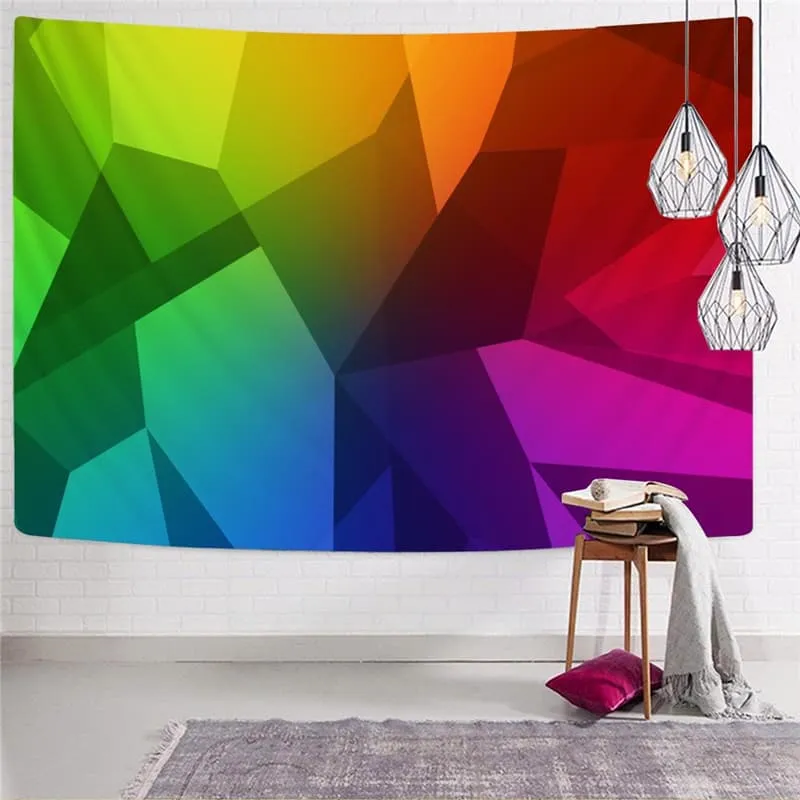 geometric Tapiz Psychedelic Wall Tapestry vortex Home Tapestrys square Tenture Mandala rainbow Rug Wall