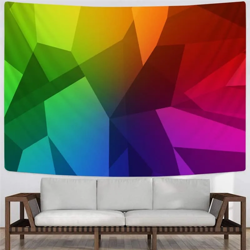 geometric Tapiz Psychedelic Wall Tapestry vortex Home Tapestrys square Tenture Mandala rainbow Rug Wall