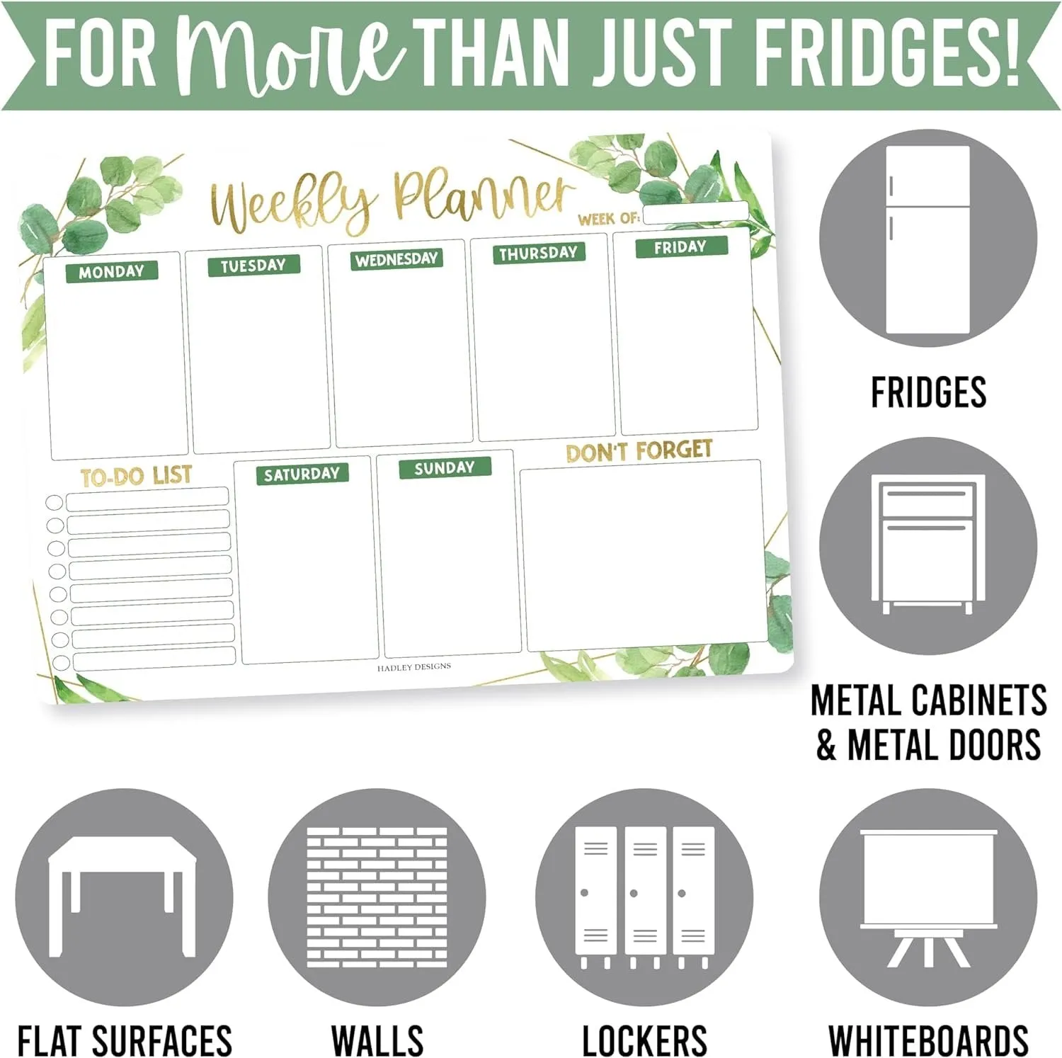 Greenery Fridge Weekly Calendar | Magnetic & Dry Erase | Calendars & Planners