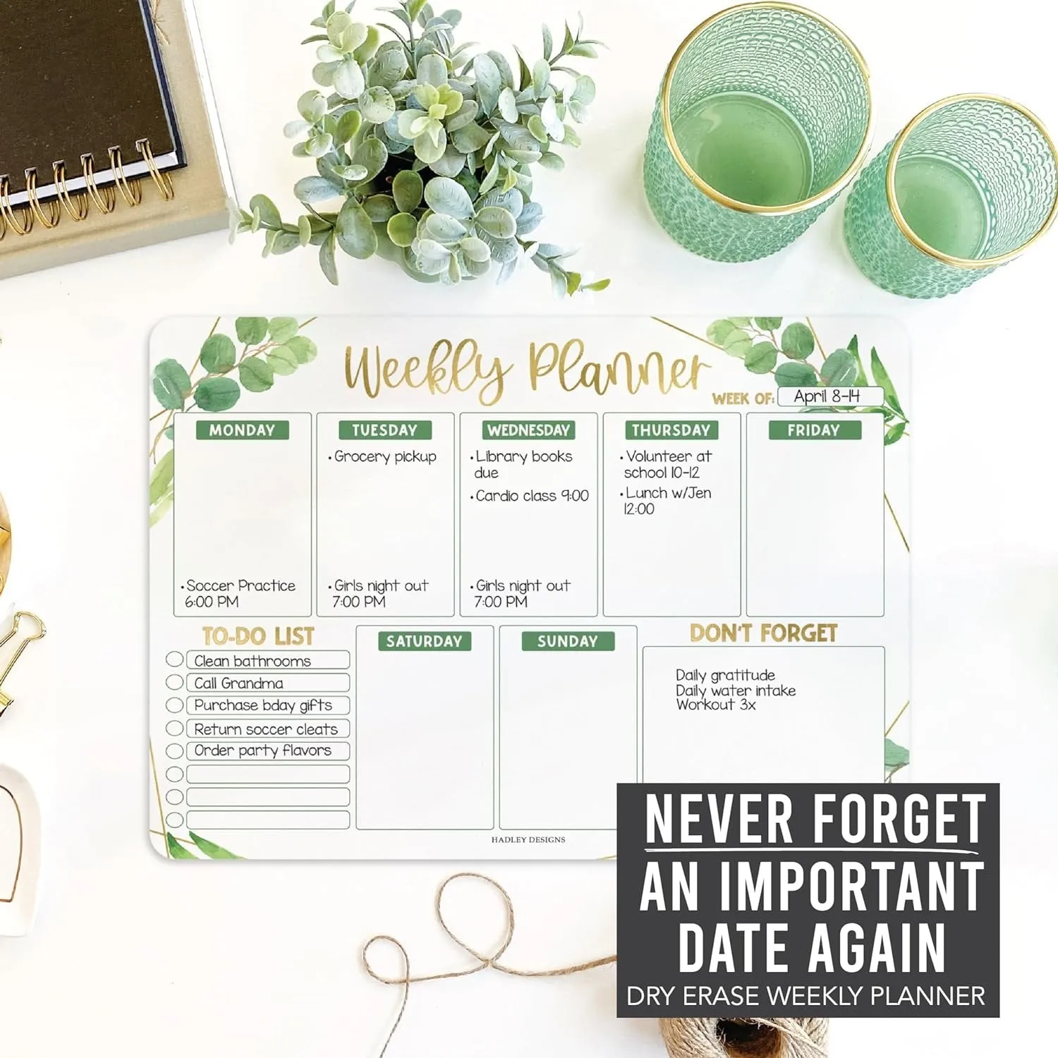 Greenery Fridge Weekly Calendar | Magnetic & Dry Erase | Calendars & Planners