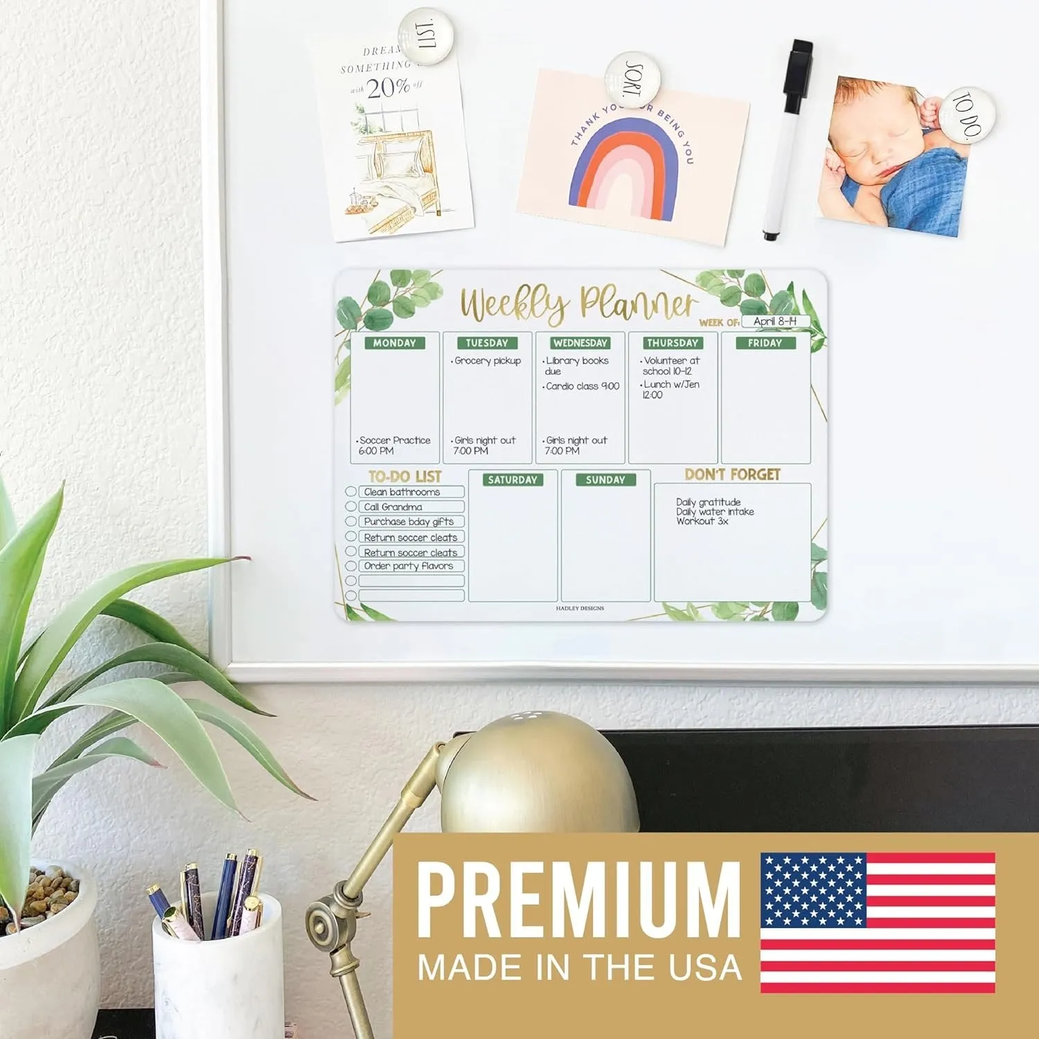 Greenery Fridge Weekly Calendar | Magnetic & Dry Erase | Calendars & Planners