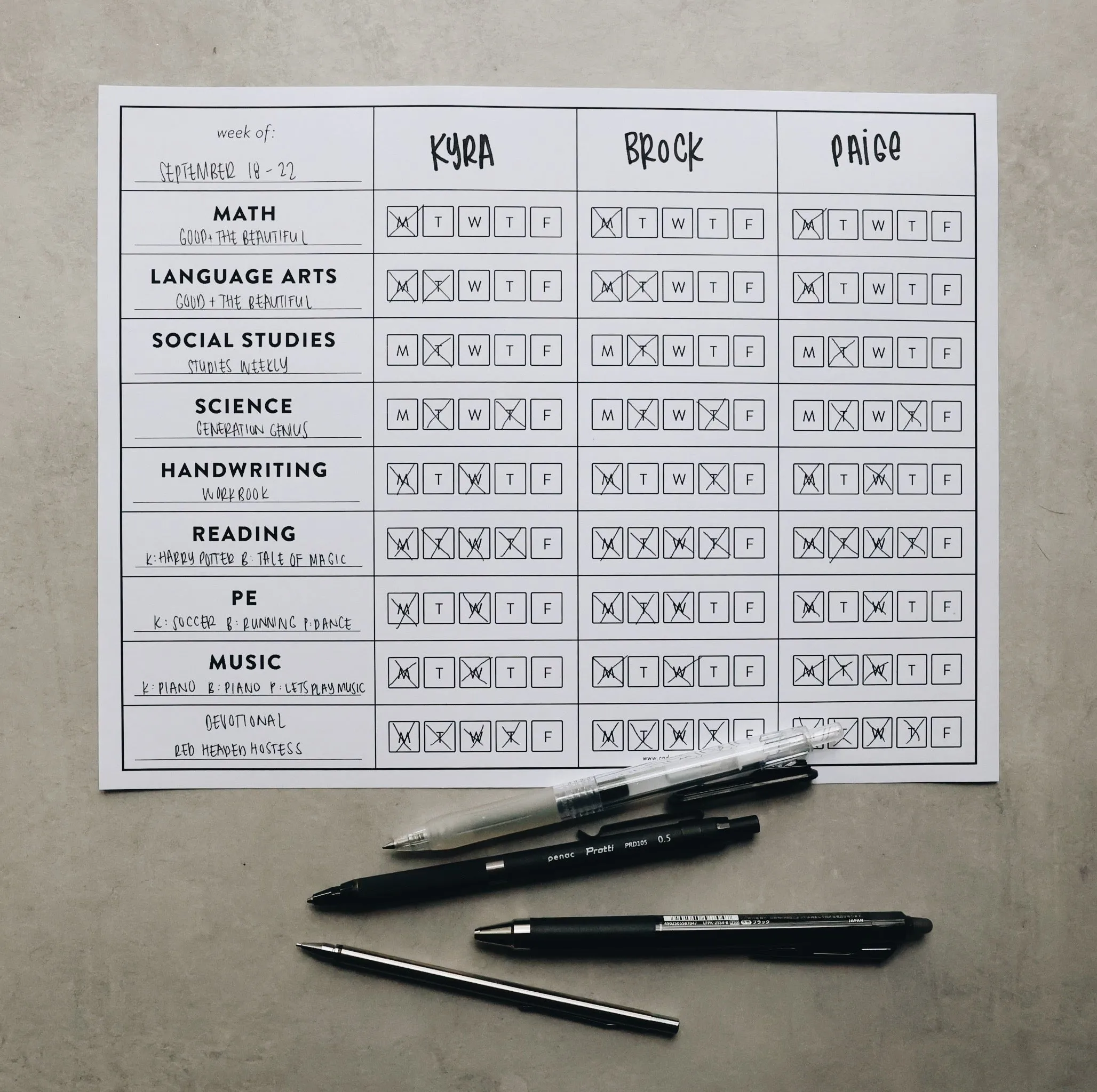 Homeschool Schedule Printable