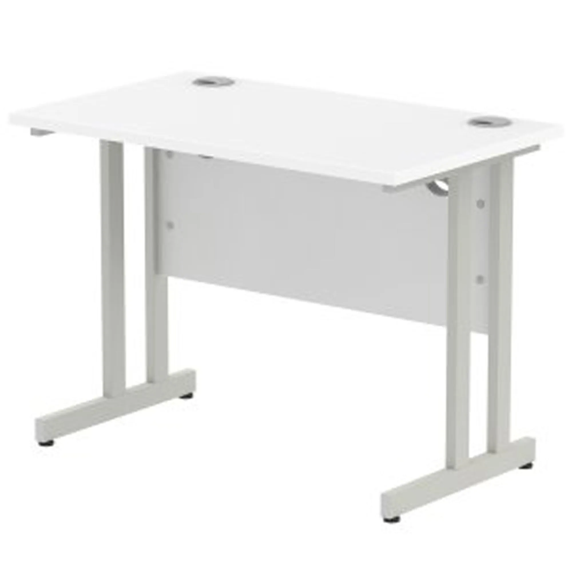 Impulse 1000mm Straight Desk Cantilever Leg - Rectangular MFC, Self-Assembly, 5-Year Guarantee, Silver/Black/White Frame, 1000x800 Top Size