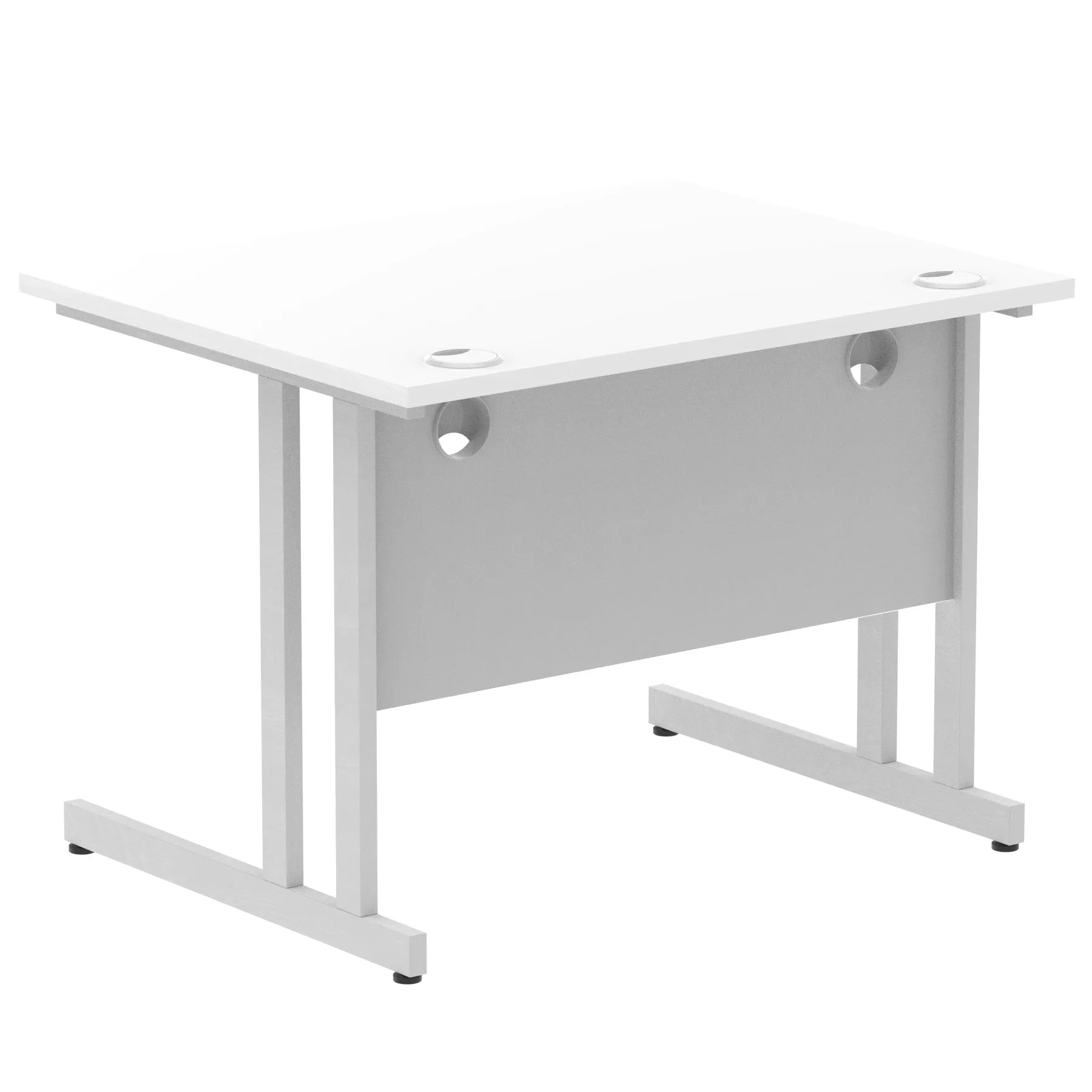 Impulse 1000mm Straight Desk Cantilever Leg - Rectangular MFC, Self-Assembly, 5-Year Guarantee, Silver/Black/White Frame, 1000x800 Top Size