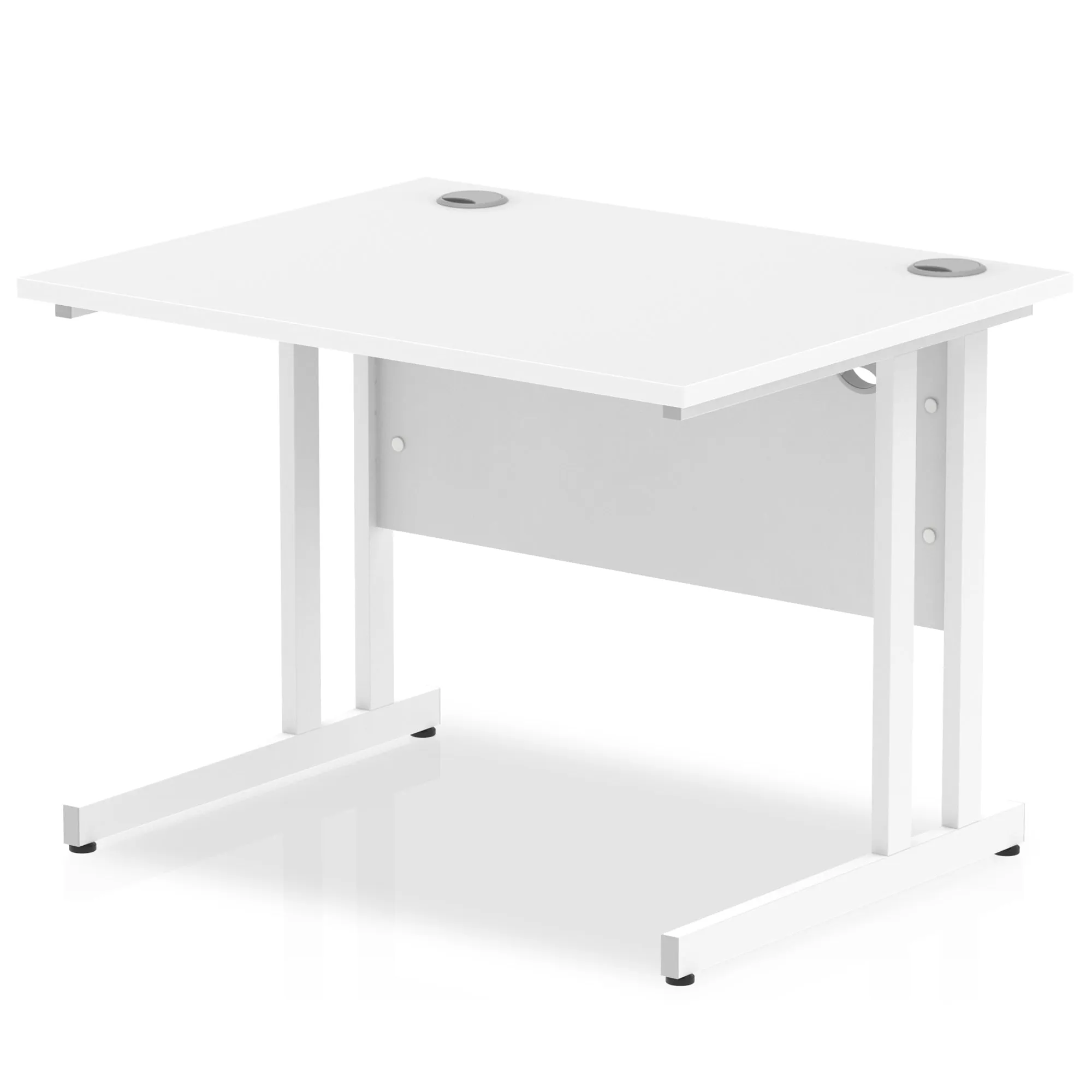 Impulse 1000mm Straight Desk Cantilever Leg - Rectangular MFC, Self-Assembly, 5-Year Guarantee, Silver/Black/White Frame, 1000x800 Top Size