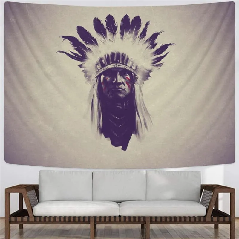 Indios Tapestry Feather Tapestries Graffiti Wall Tapestry Decor Boho decor