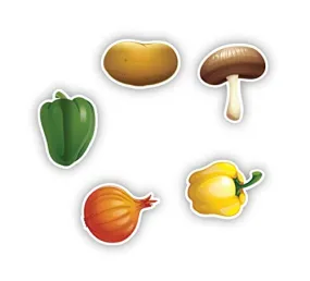 ISEE 360® 5 PCs Vegetables Theme Wooden Fridge Magnets for Gift and Home Decoration Multicolored L X H 8 x 6 Inch