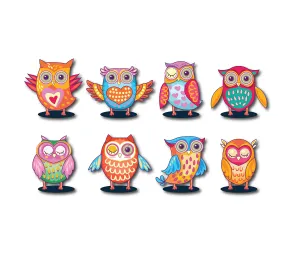 ISEE 360® 8 PCs Cute Owl Wooden Fridge Magnets for Gift and Home Decoration Multicolored L X H 2.7 x 3 Inch