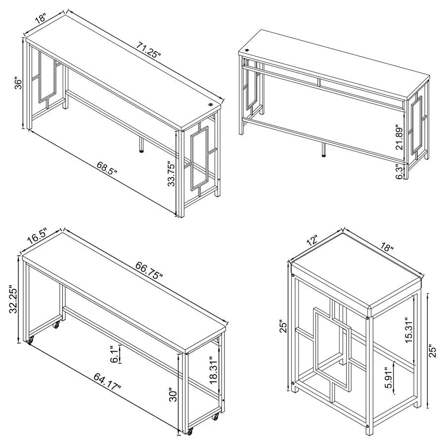 Jackson 5-piece Multipurpose Counter Height Table Set White and Chrome