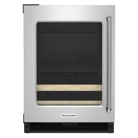 Kitchenaid KUBL214KSB 24" Beverage Center with Glass Door and Wood-Front Racks