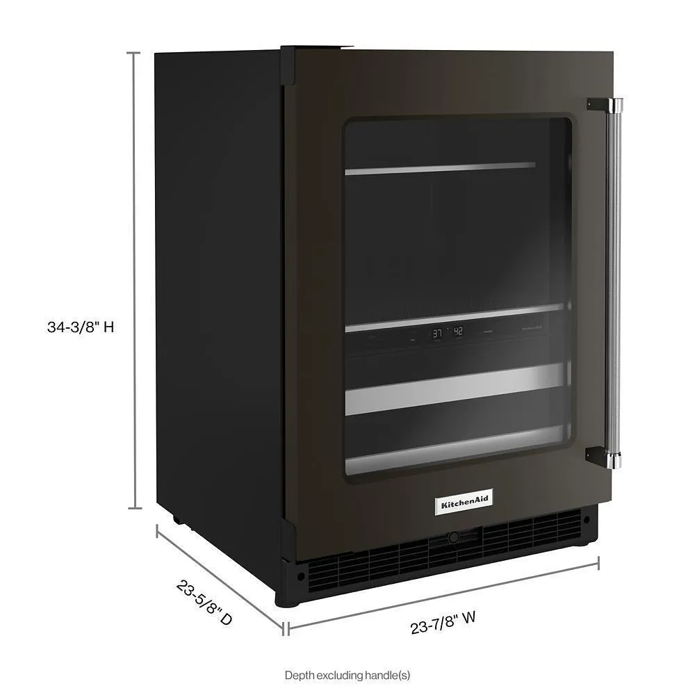 Kitchenaid KUBL314KBS 24" Beverage Center with Glass Door and Metal-Front Racks and PrintShield™ Finish