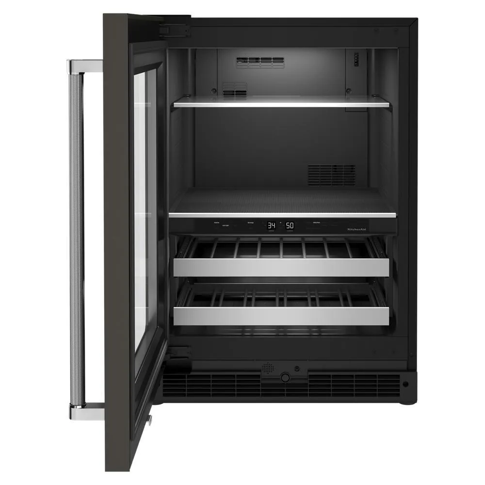 Kitchenaid KUBL314KBS 24" Beverage Center with Glass Door and Metal-Front Racks and PrintShield™ Finish