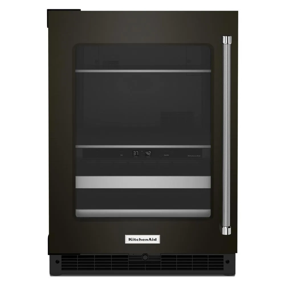 Kitchenaid KUBL314KBS 24" Beverage Center with Glass Door and Metal-Front Racks and PrintShield™ Finish