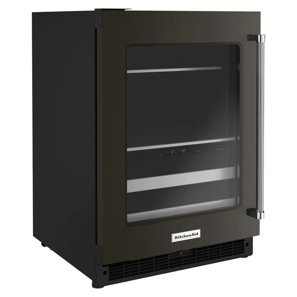 Kitchenaid KUBL314KBS 24" Beverage Center with Glass Door and Metal-Front Racks and PrintShield™ Finish