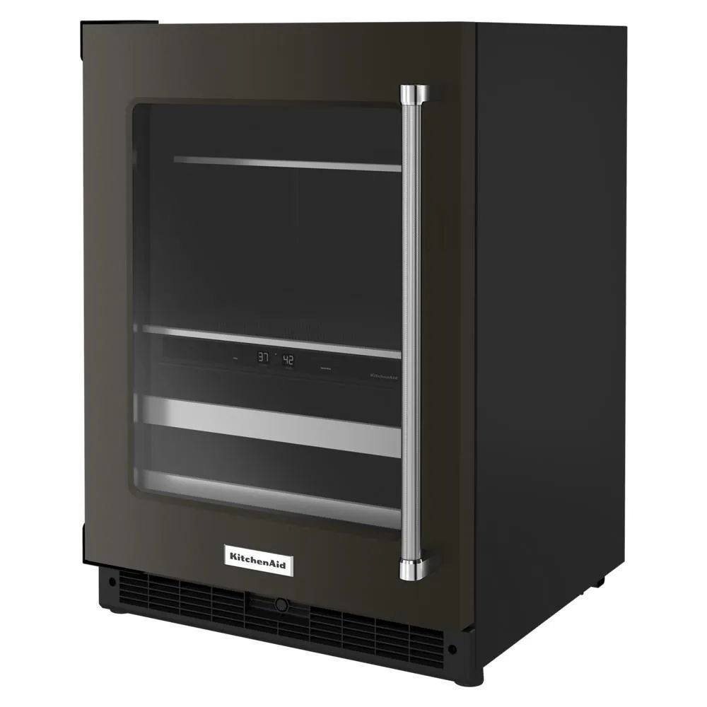 Kitchenaid KUBL314KBS 24" Beverage Center with Glass Door and Metal-Front Racks and PrintShield™ Finish