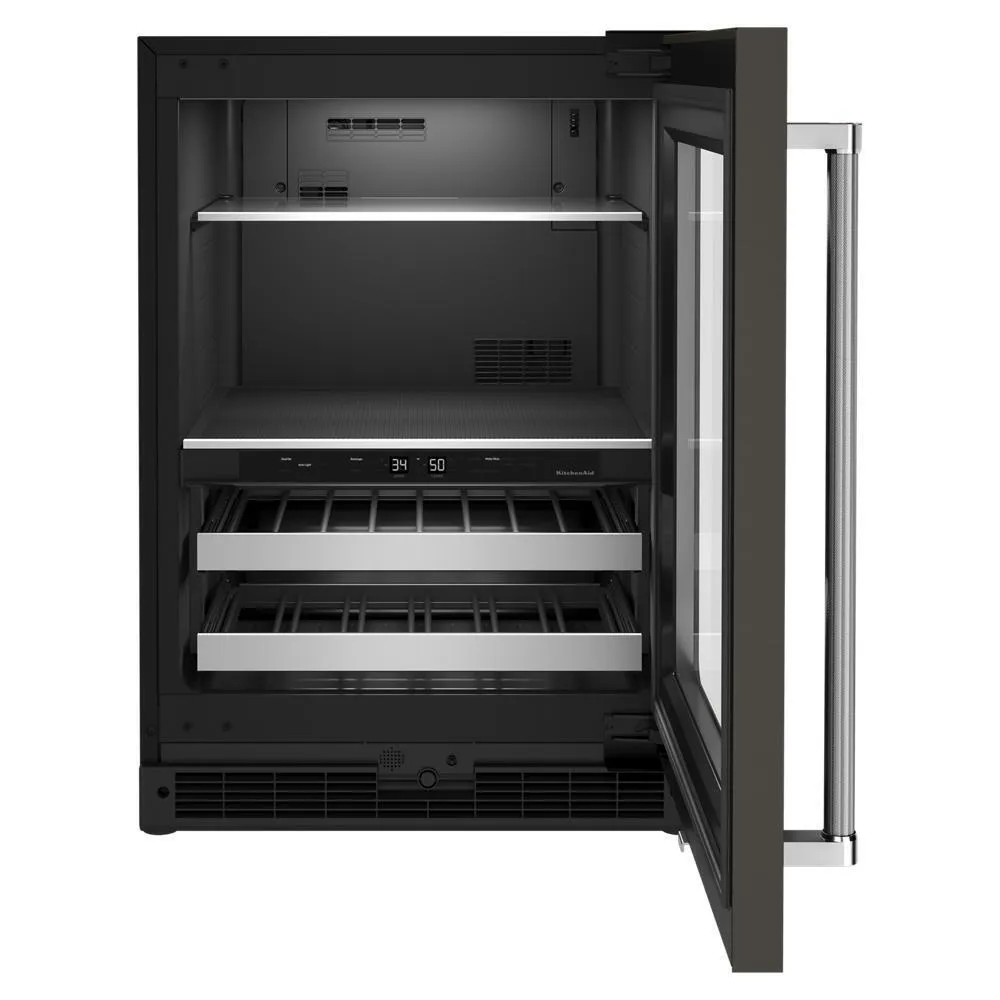 Kitchenaid KUBR314KBS 24" Beverage Center with Glass Door and Metal-Front Racks