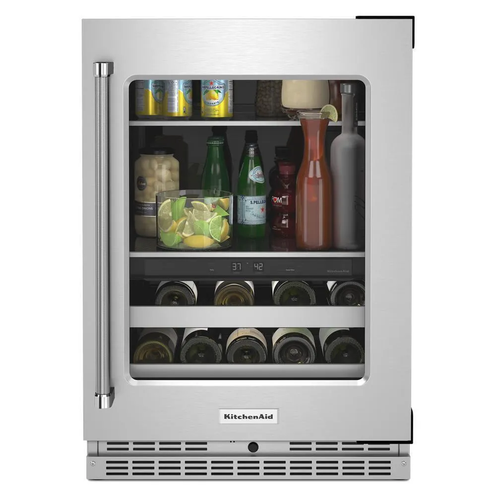 Kitchenaid KUBR314KSS 24" Beverage Center with Glass Door and Metal-Front Racks