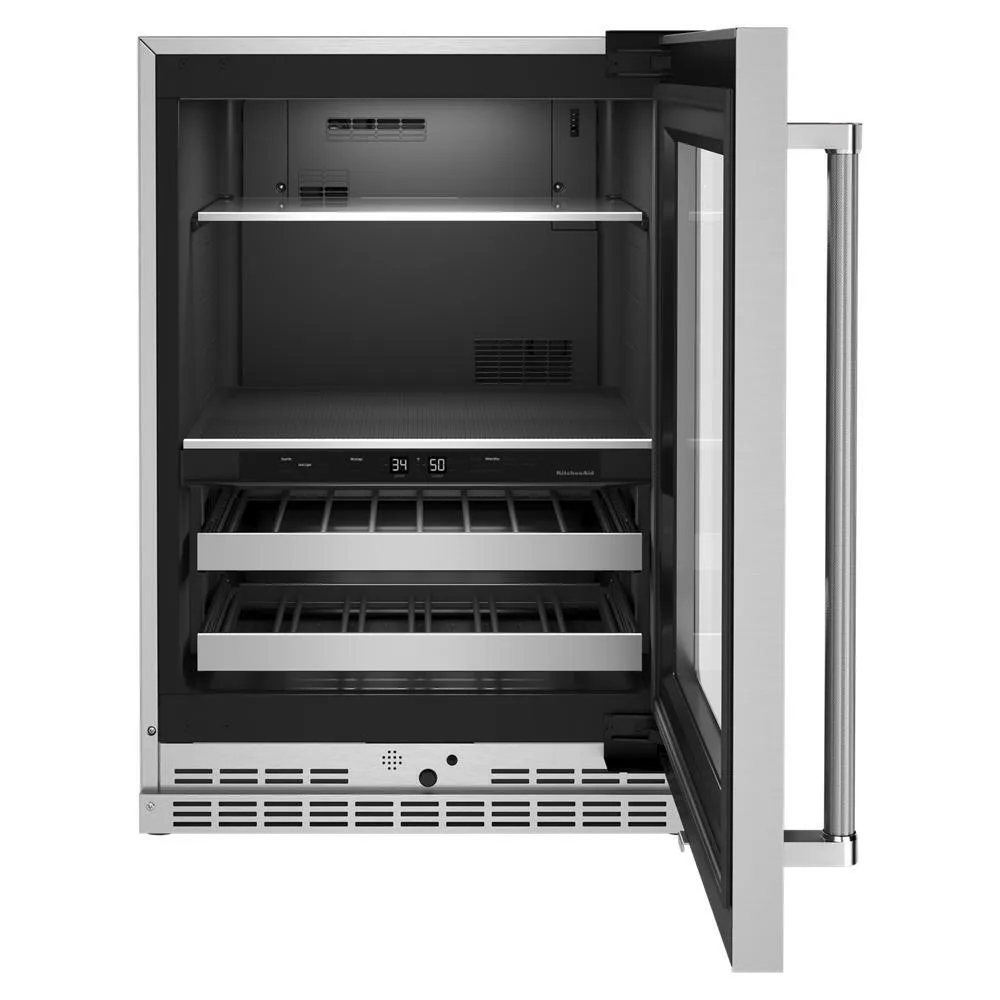 Kitchenaid KUBR314KSS 24" Beverage Center with Glass Door and Metal-Front Racks