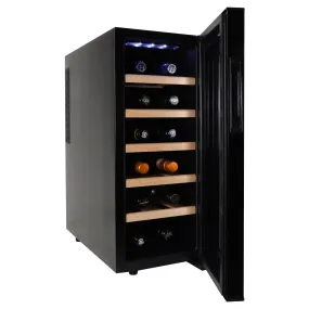 Koolatron Deluxe 12 Bottle Wine Cooler with Beech Wood Racks, Black, Thermoelectric Wine Fridge, 1 cu. ft. Freestanding Wine Cellar, Red, White and Sparkling Wine Storage for Kitchen or Home Bar