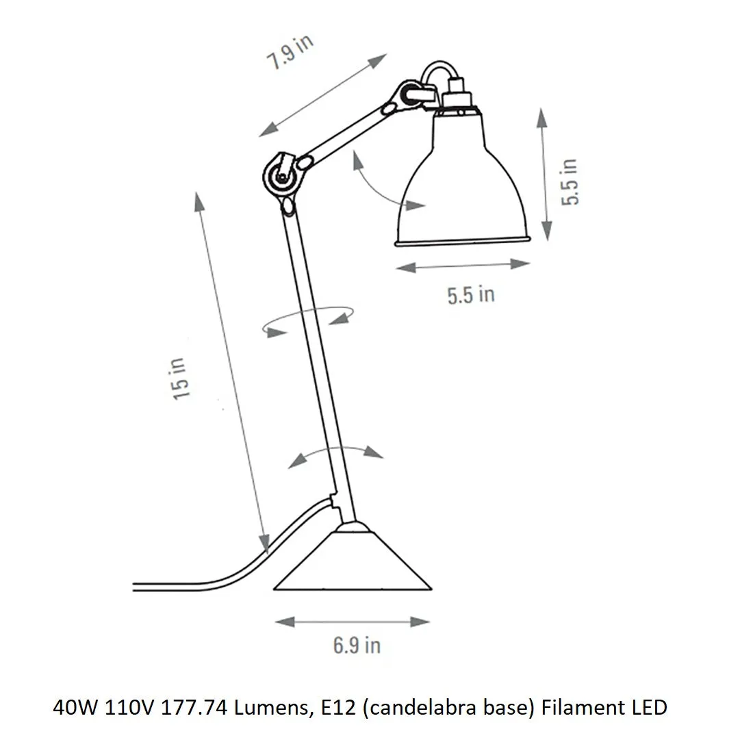 Lampe Gras N°205 Table Lamp