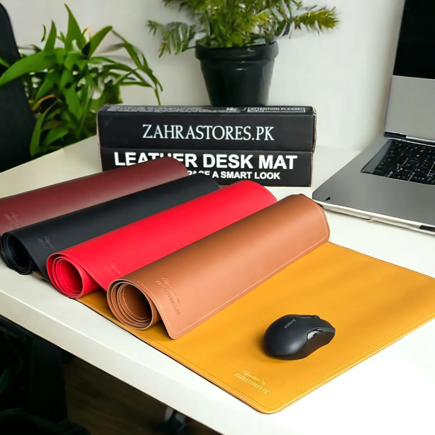 Leather Non-Slip Desk Protector Mat with Box