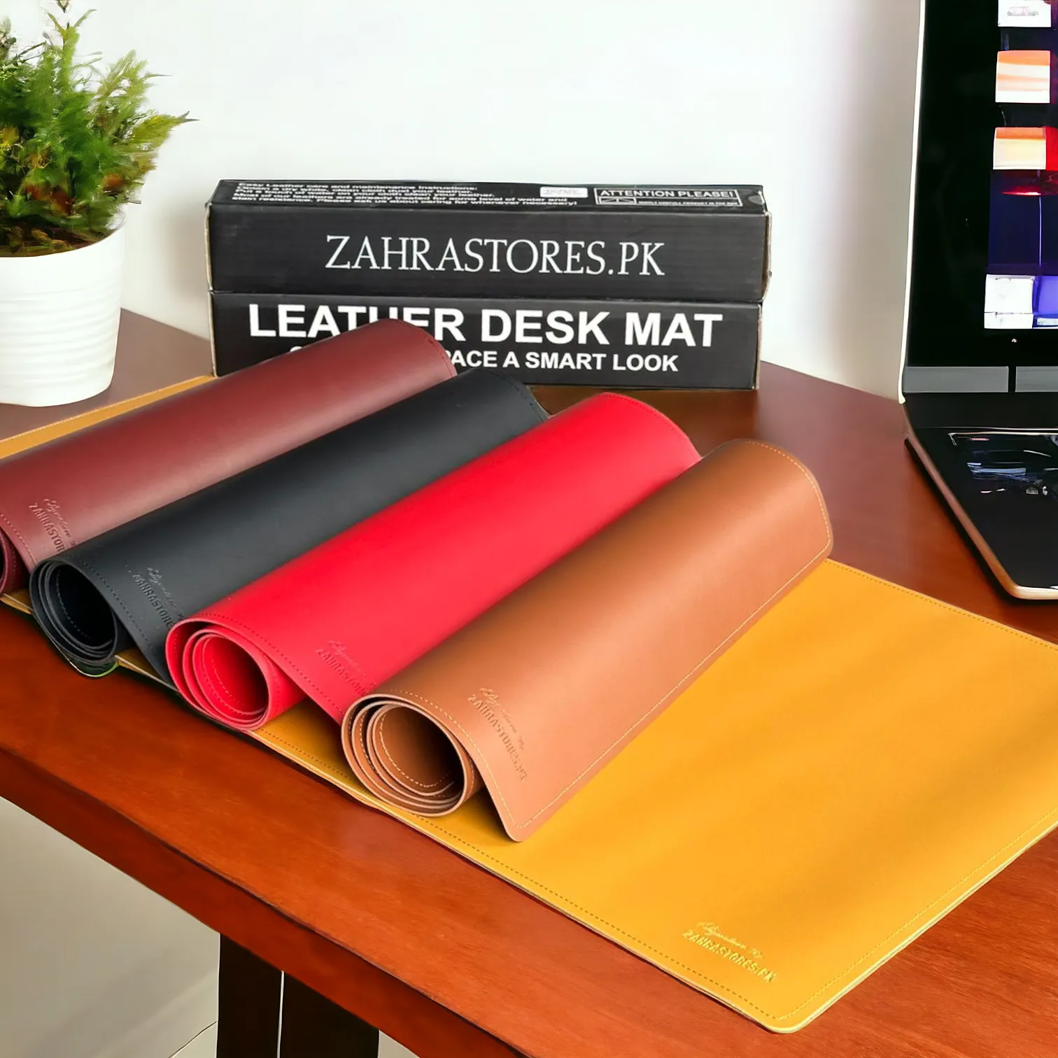 Leather Non-Slip Desk Protector Mat with Box