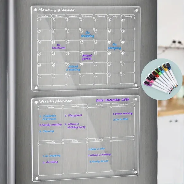 Magnetic Schedule Planner For Fridge (Permanently Reusable)