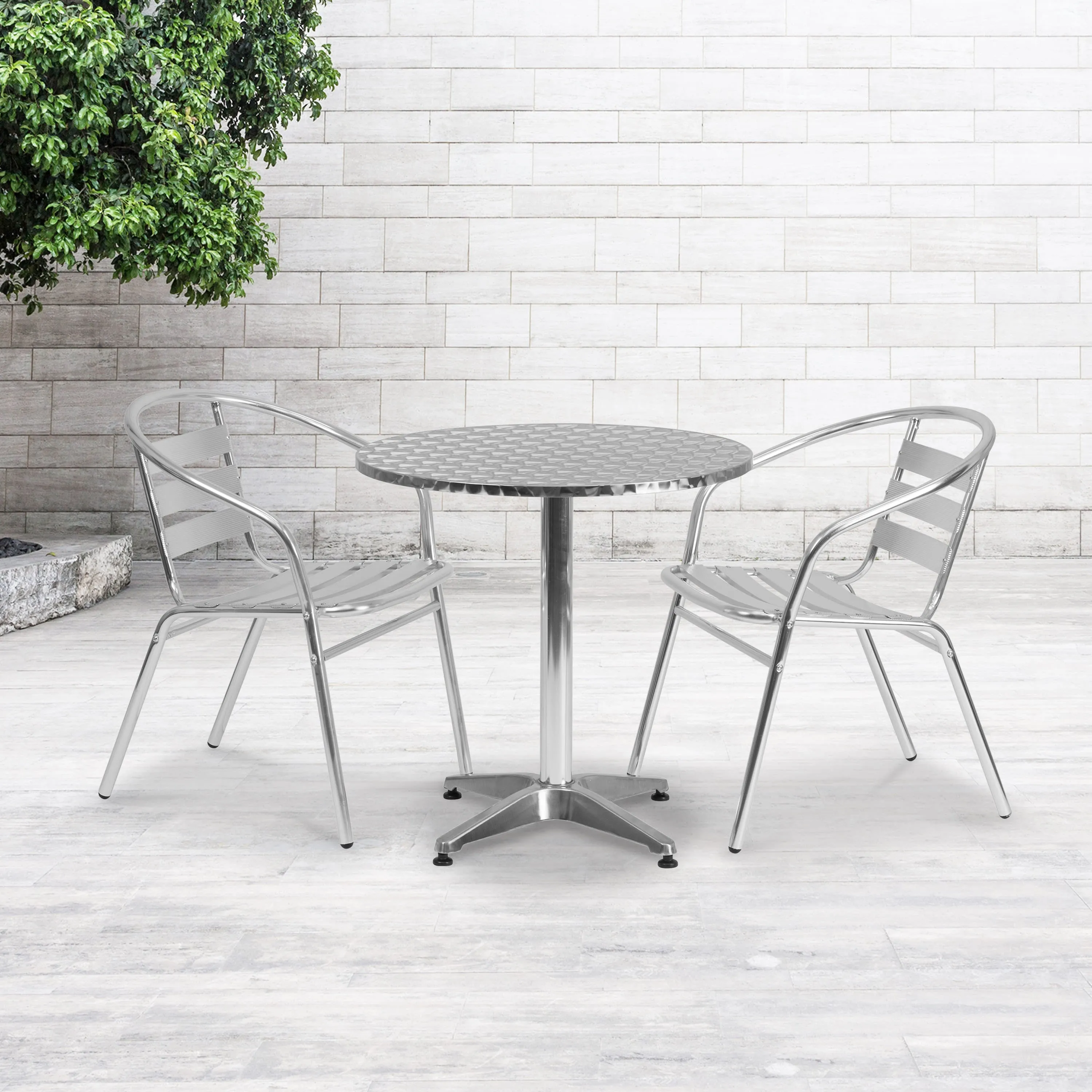 Mellie 27.5'' Round Aluminum Indoor-Outdoor Table with Base