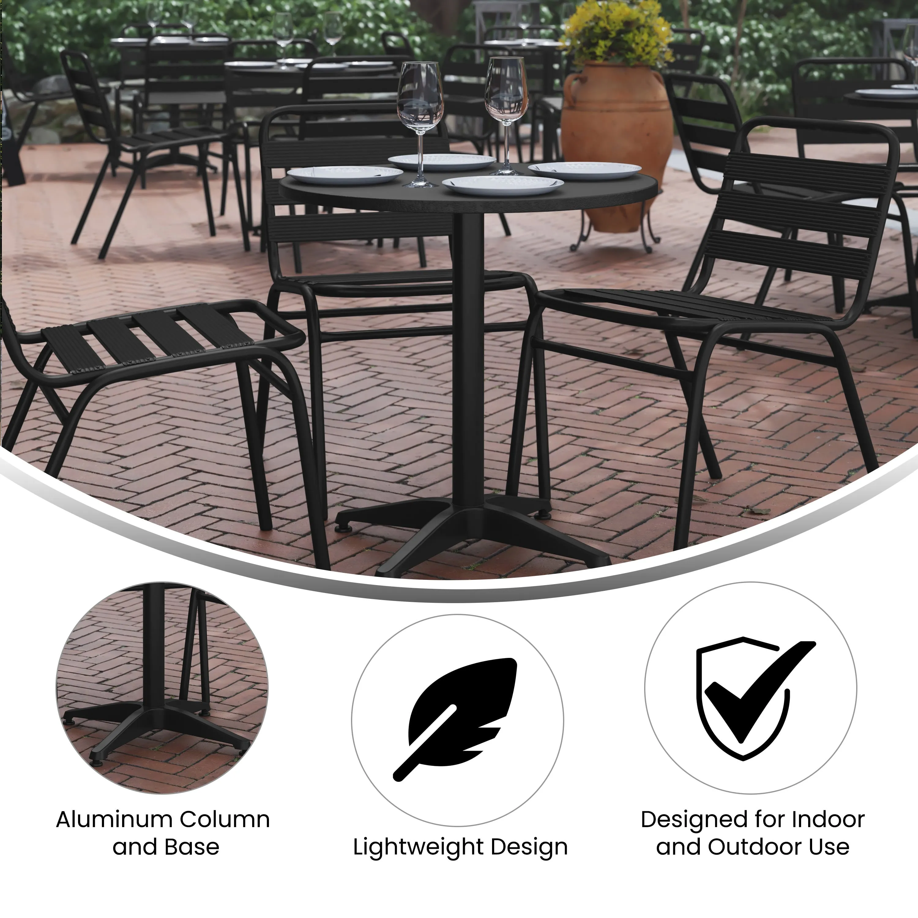 Mellie 27.5'' Round Aluminum Indoor-Outdoor Table with Base