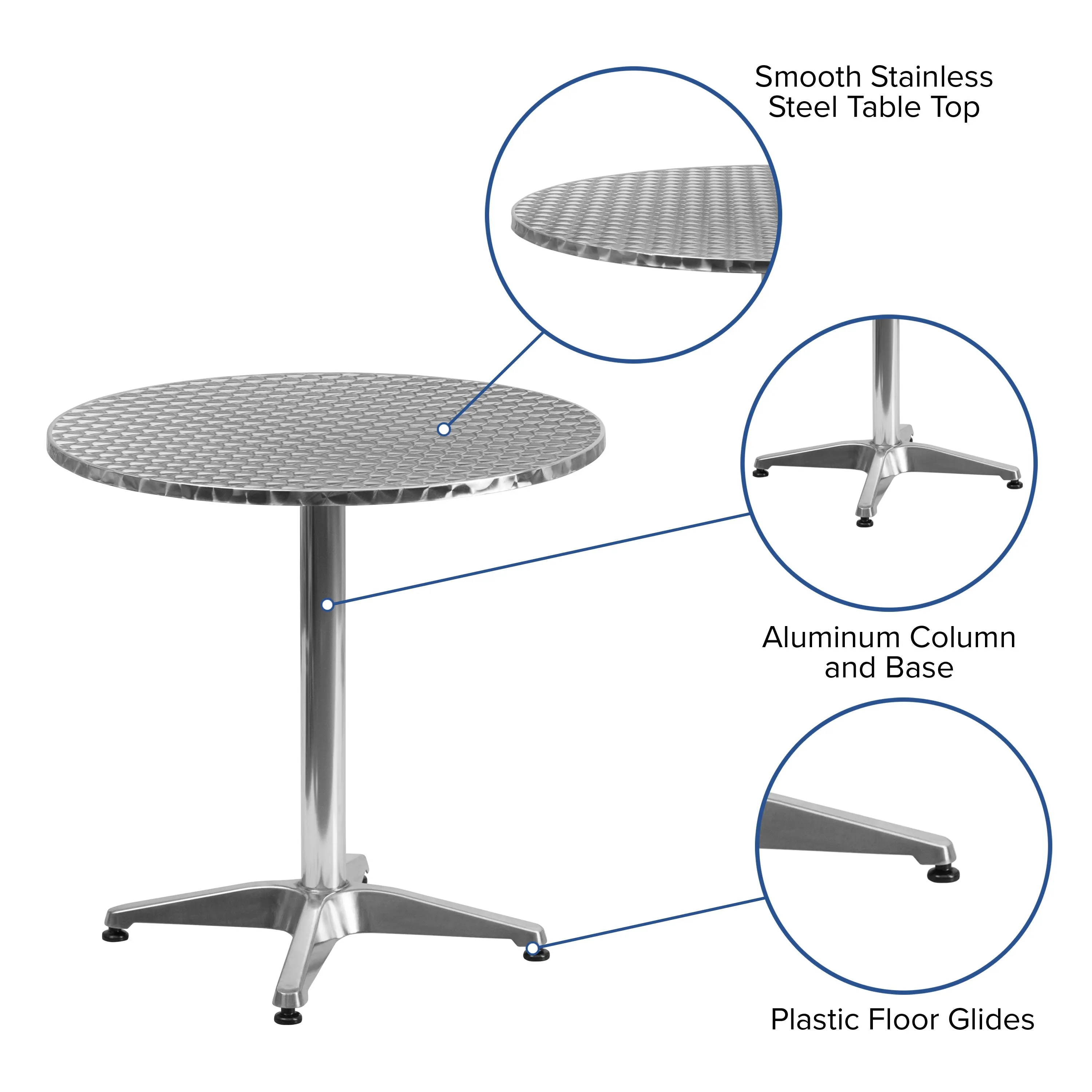 Mellie 27.5'' Round Aluminum Indoor-Outdoor Table with Base