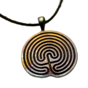 Minoan Labyrinth Iridescent Pendant Necklace on Adjustable Natural Fiber Cord (Wholesale)