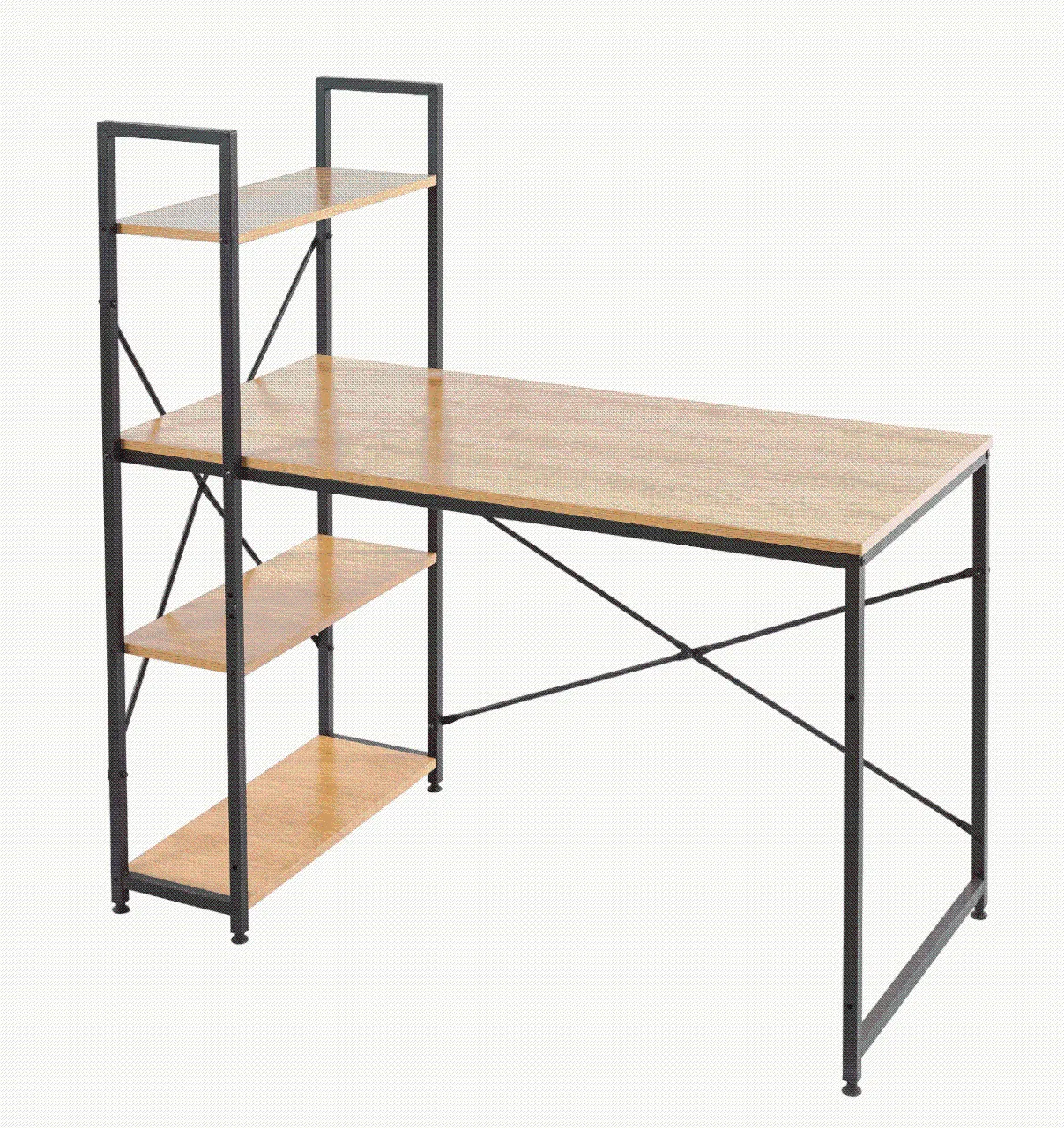 Modern Teak Computer Desk with Top Shelfing - SD-S02