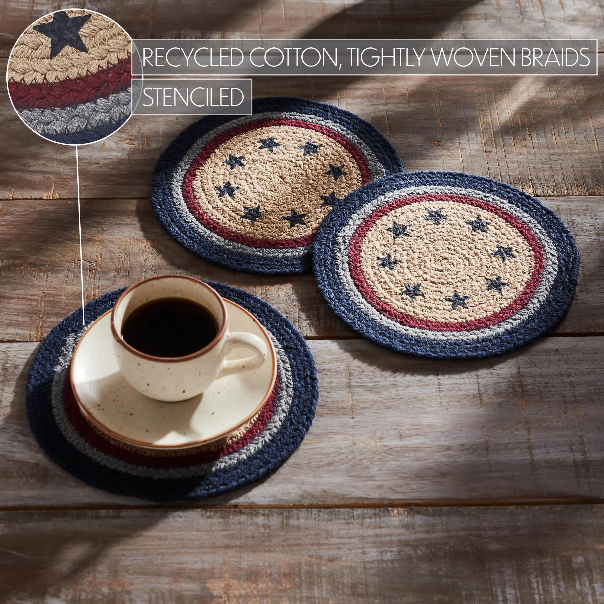 My Country Trivet Stencil Stars 8 inch Diameter Set of 3