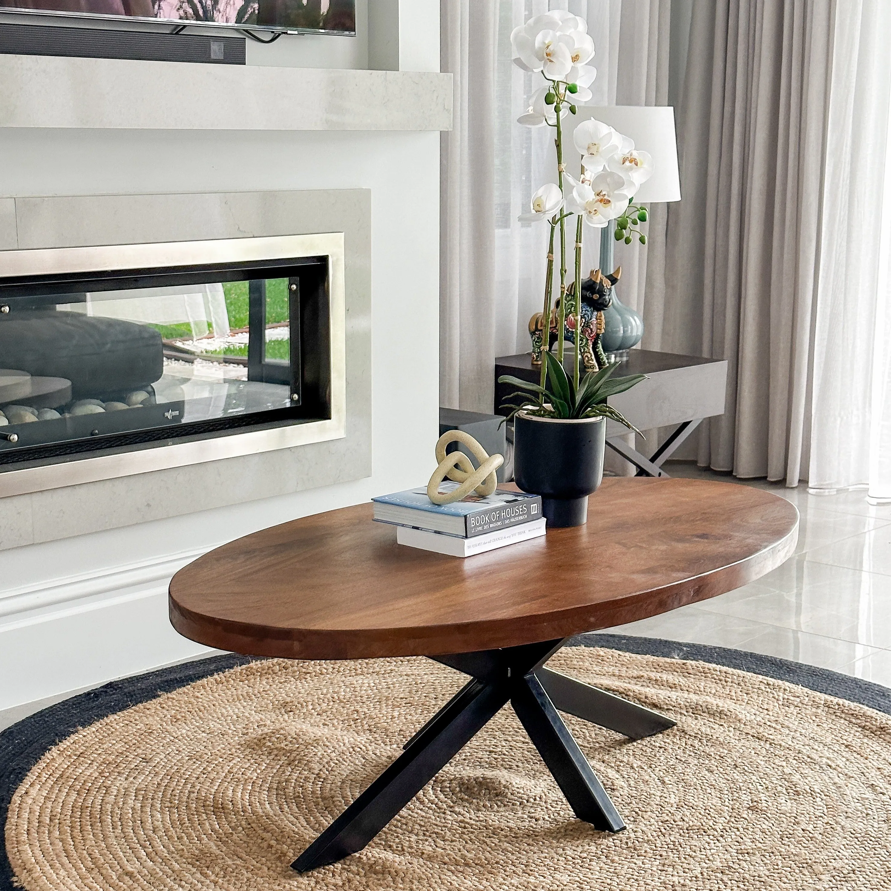 Nova Walnut Finish 130 CM Wooden Oval Coffee Table