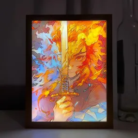 Nuvue Store Demon Slayer: Rengoku - Light Painting Bingkai Glow