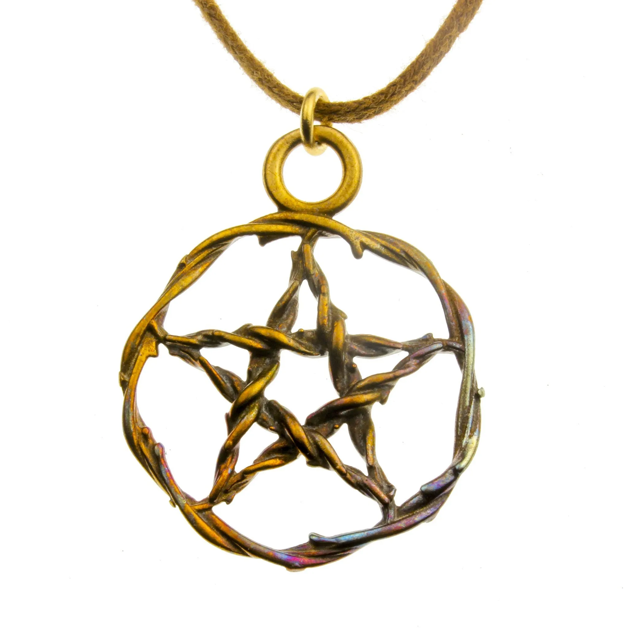 Pentacle Iridescent Pendant Necklace on Adjustable Natural Fiber Cord (Wholesale)