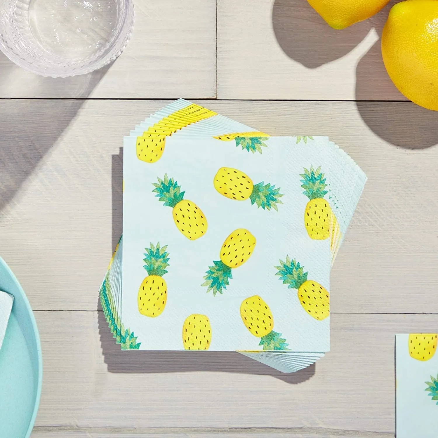 Pineapple Party Cocktail Napkins (5 In, 100 Pack)