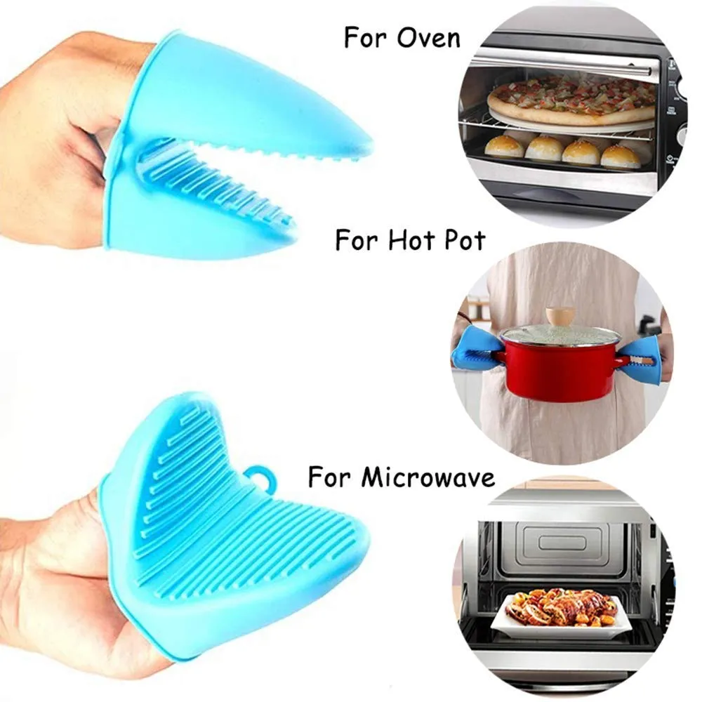 Pot Holder Silicone Heat Resistant Oven Mitts Glove Cooking Pinch Grips Glove Hand Clip Convenient Pot Holder Holder Utensil Tool 1 Pair