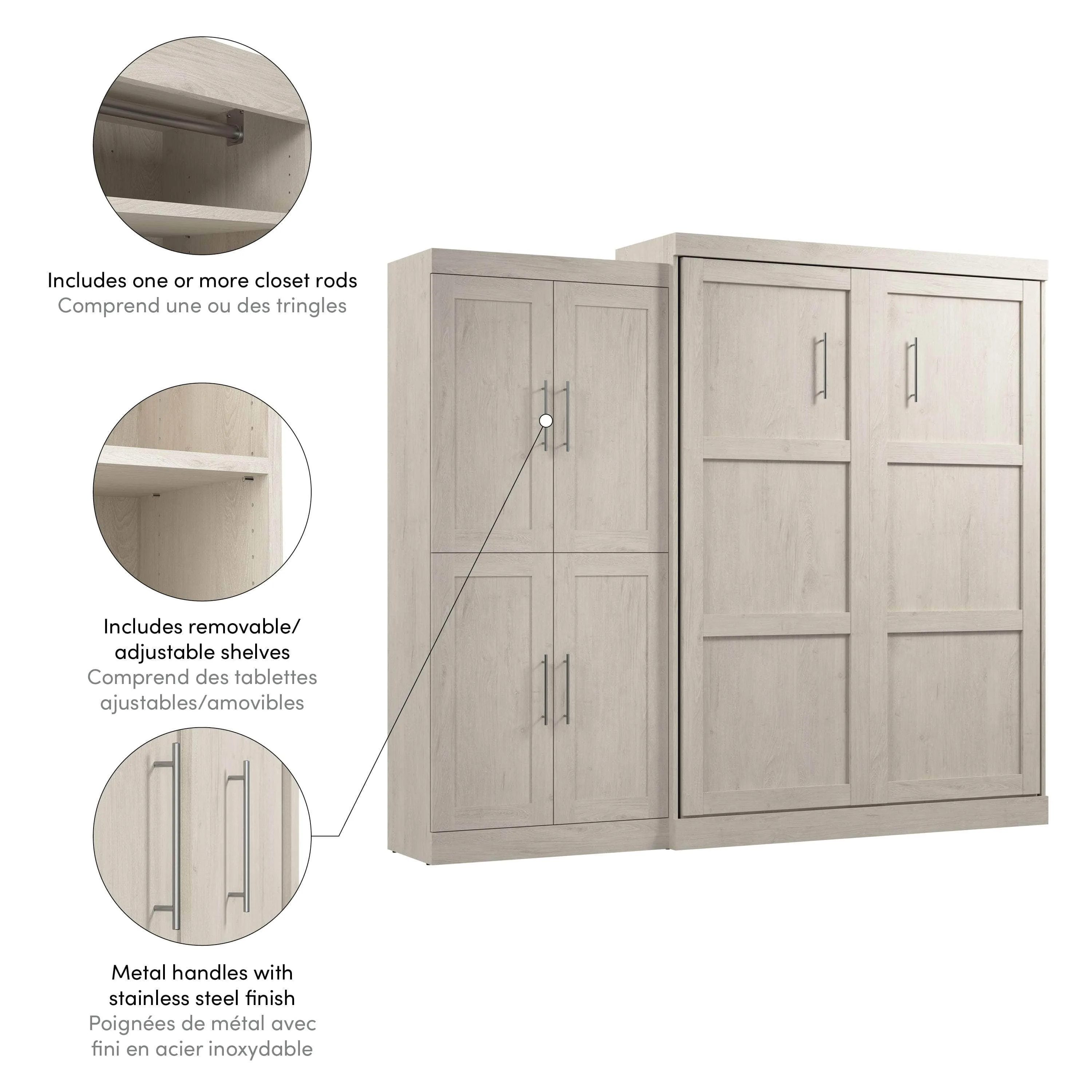 Pur Queen Murphy Wall Bed with Wardrobe (101W) - Available in 5 Colours