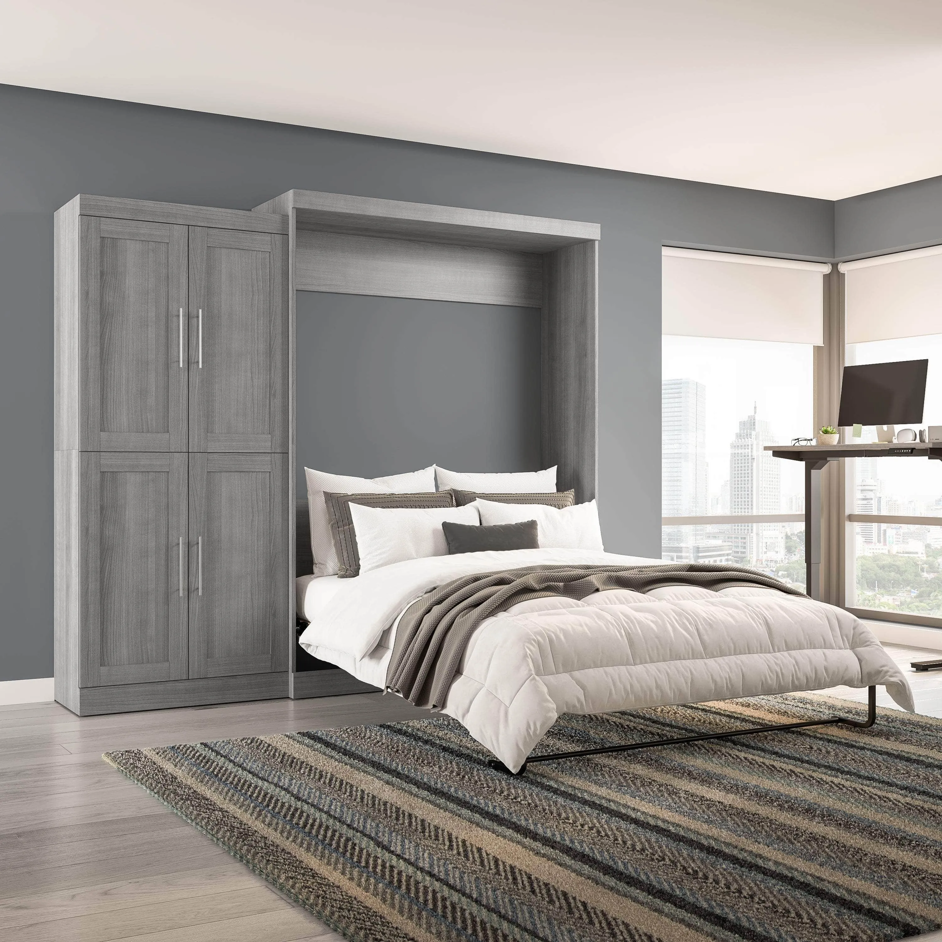 Pur Queen Murphy Wall Bed with Wardrobe (101W) - Available in 5 Colours