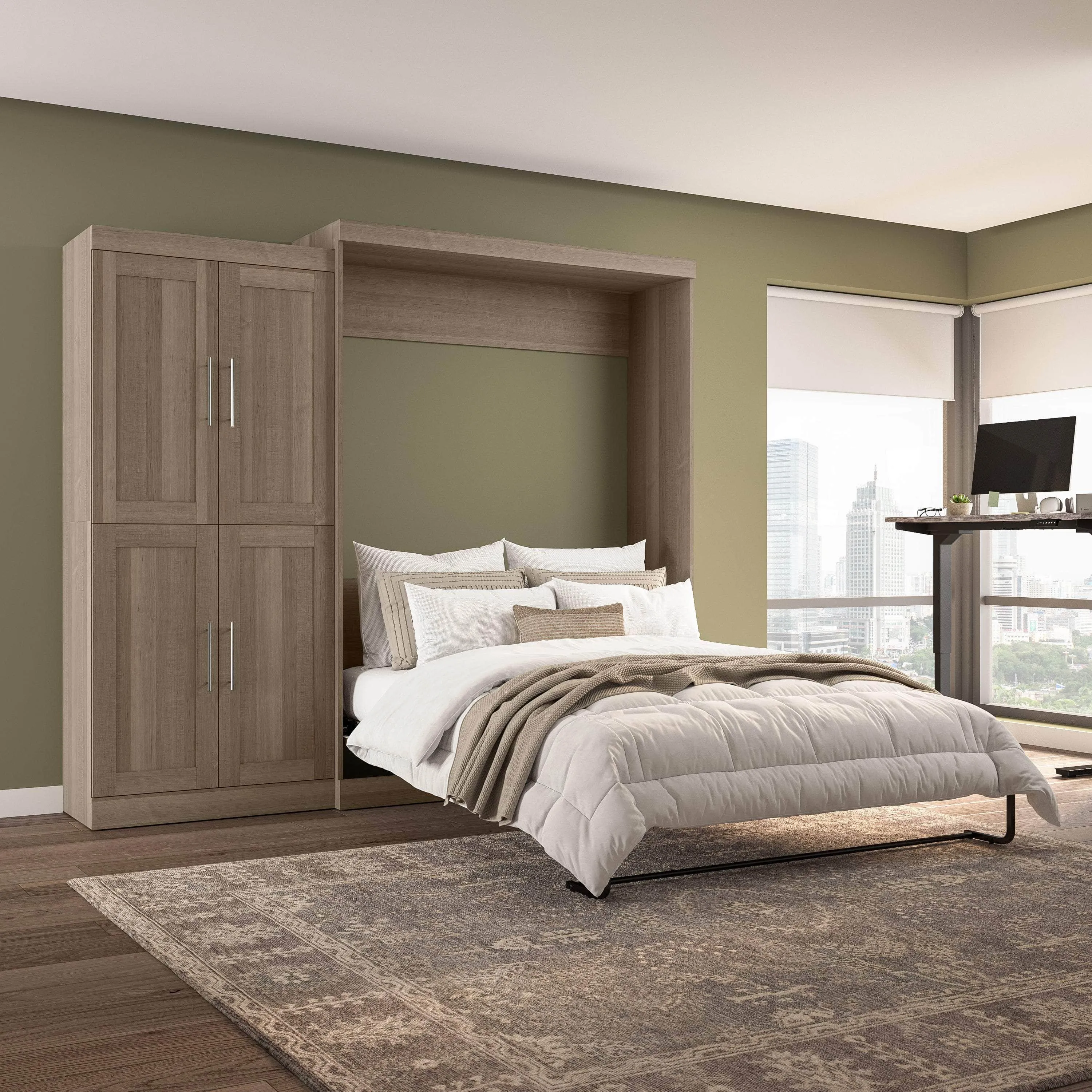 Pur Queen Murphy Wall Bed with Wardrobe (101W) - Available in 5 Colours